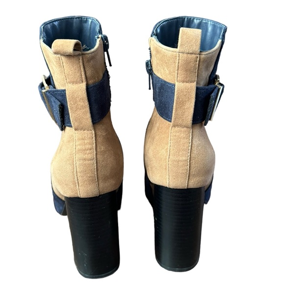 JustFab Joplin Faux Suede Tri-Tone Ankle Boots Size 7 - Picture 8 of 11